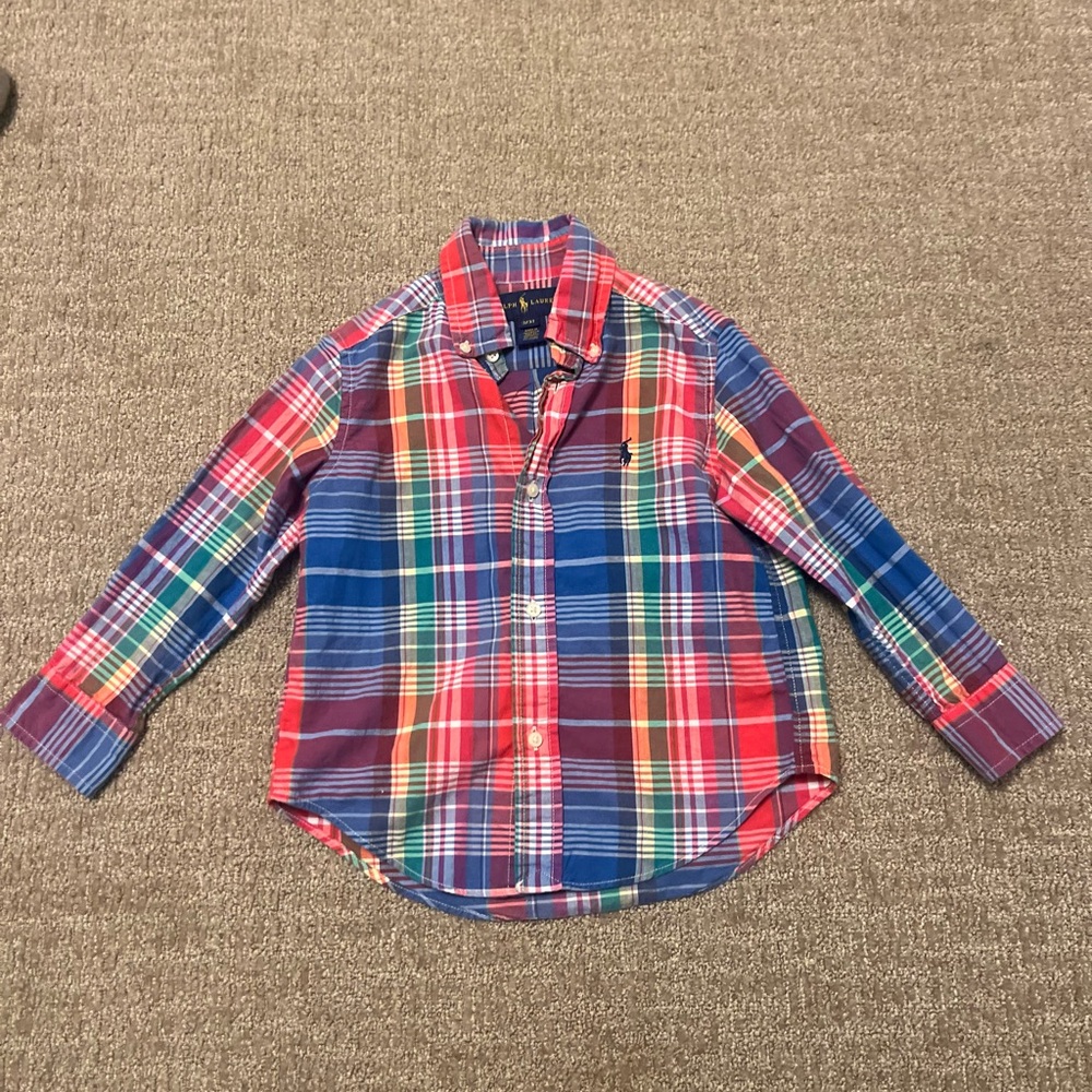 Ralph Lauren Plaid Cotton Poplin Boy’s Button Down Shirt